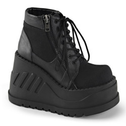 Demonia STOMP-10 Black Canvas Vegan Leather Sale Women