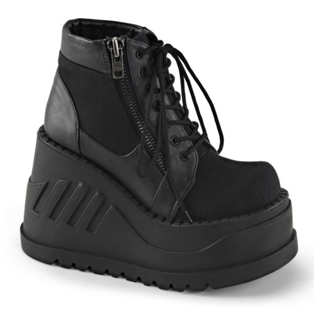 Demonia STOMP-10 Black Canvas Vegan Leather Sale Women