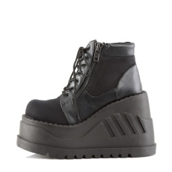 Demonia STOMP-10 Black Canvas Vegan Leather Sale Women