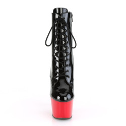 Pleaser ADORE-1020 Black Patent Red Heeled Ankle Boots