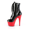 Pleaser ADORE-1020 Black Patent Red Heeled Ankle Boots