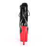 Pleaser ADORE-1020 Black Patent Red Heeled Ankle Boots