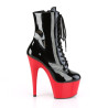 Pleaser ADORE-1020 Black Patent Red Heeled Ankle Boots