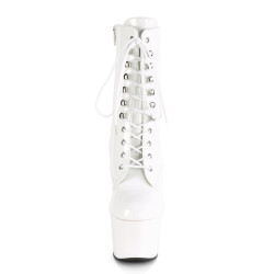 Pleaser ADORE-1020 White Patent High Heeled Ankle Boots