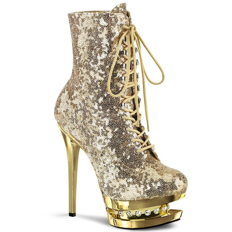 Pleaser BLONDIE-R-1020 Gold Sequins Chrome Sale Women Pleaser BLONDIE-R-1020 Gold Sequins Chrome Sale Women