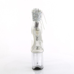 Pleaser FLAMINGO-824RS-02 Transparent Silver Strass