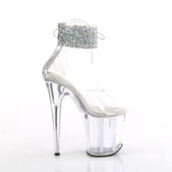 Pleaser FLAMINGO-824RS-02 Transparent Silver Strass