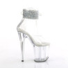 Pleaser FLAMINGO-824RS-02 Transparent Silver Strass