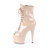 Pleaser ADORE-1021 Nude Patent High Heeled Ankle Boots