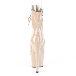 Pleaser ADORE-1021 Nude Patent High Heeled Ankle Boots