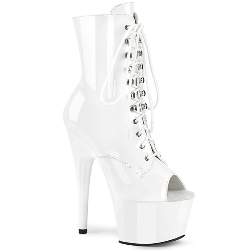 Pleaser ADORE-1021 White Patent High Heeled Ankle Boots Pleaser ADORE-1021 White Patent High Heeled Ankle Boots