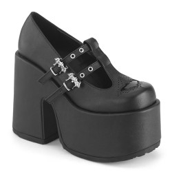 Demonia CAMEL-55 Black Vegan Leather Women Heels