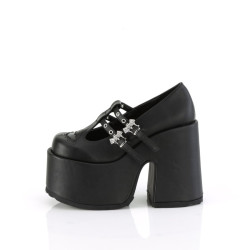 Demonia CAMEL-55 Black Vegan Leather Women Heels