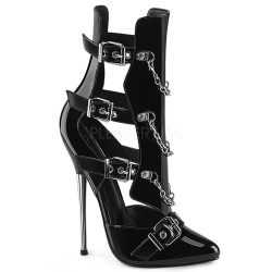 Devious DAGGER-15 Black Patent Ankle High Stiletto Boots