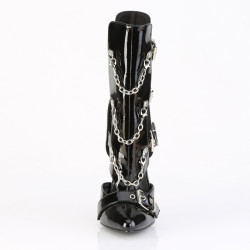 Devious DAGGER-15 Black Patent Ankle High Stiletto Boots