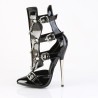 Devious DAGGER-15 Black Patent Ankle High Stiletto Boots