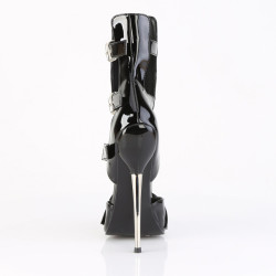 Devious DAGGER-15 Black Patent Ankle High Stiletto Boots