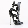 Devious DAGGER-15 Black Patent Ankle High Stiletto Boots
