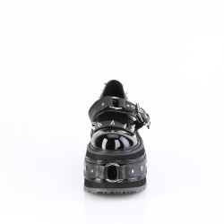 Demonia DAMNED-20 Black Patent Platform Women Boots