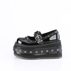 Demonia DAMNED-20 Black Patent Platform Women Boots