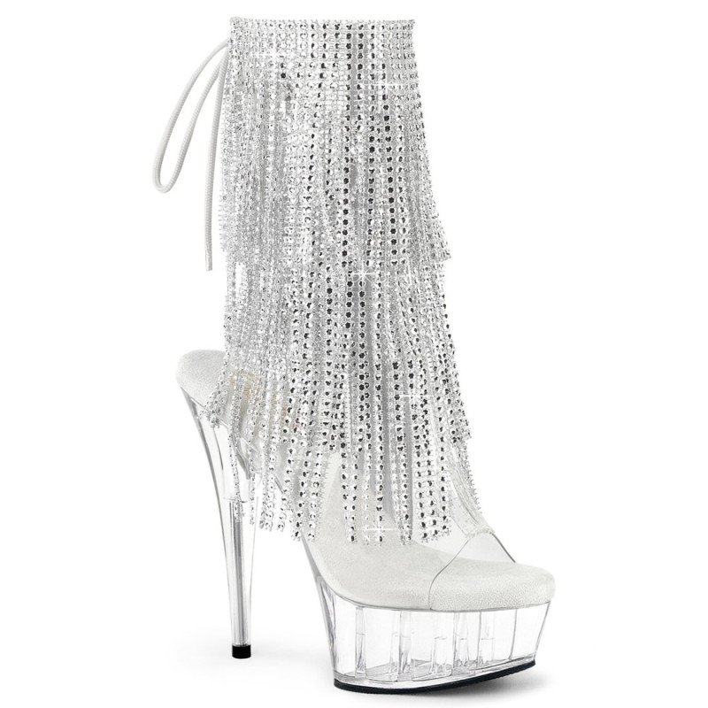 Pleaser DELIGHT-1017RSF Transparent Silver Ankle Boots Pleaser DELIGHT-1017RSF Transparent Silver Ankle Boots