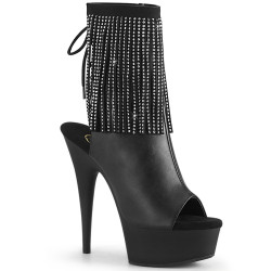Pleaser DELIGHT-1018RSF Black Vegan Leather Ankle Boots