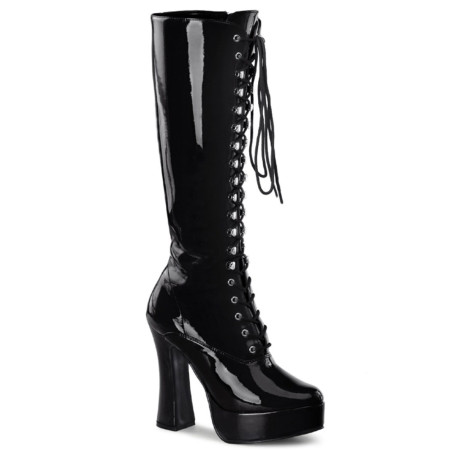 Pleaser ELECTRA-2020 Black Patent Chunky 70s Abba Boots
