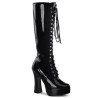 Pleaser ELECTRA-2020 Black Patent Chunky 70s Abba Boots