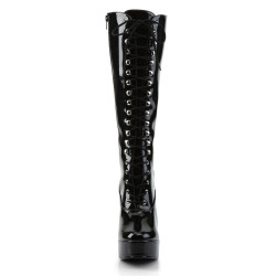 Pleaser ELECTRA-2020 Black Patent Chunky 70s Abba Boots
