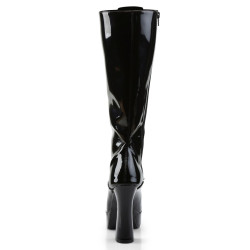 Pleaser ELECTRA-2020 Black Patent Chunky 70s Abba Boots