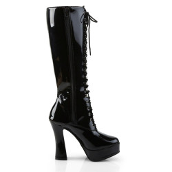 Pleaser ELECTRA-2020 Black Patent Chunky 70s Abba Boots