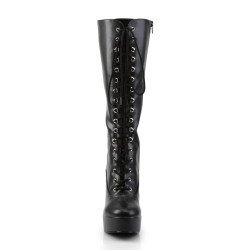 Pleaser ELECTRA-2020 Black Vegan Chunky 70s Abba Boots