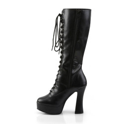Pleaser ELECTRA-2020 Black Vegan Chunky 70s Abba Boots