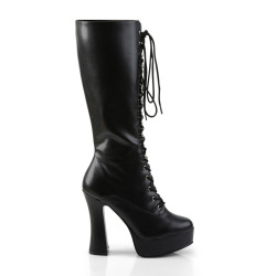 Pleaser ELECTRA-2020 Black Vegan Chunky 70s Abba Boots