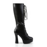 Pleaser ELECTRA-2020 Black Vegan Chunky 70s Abba Boots