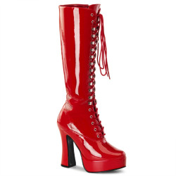 Pleaser ELECTRA-2020 Red Patent Chunky 70s Abba Boots