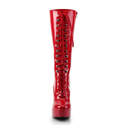 Pleaser ELECTRA-2020 Red Patent Chunky 70s Abba Boots
