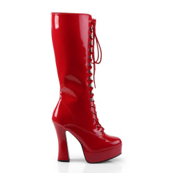Pleaser ELECTRA-2020 Red Patent Chunky 70s Abba Boots
