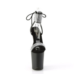 Pleaser FLAMINGO-870 Black Vegan Leather Strass Sale