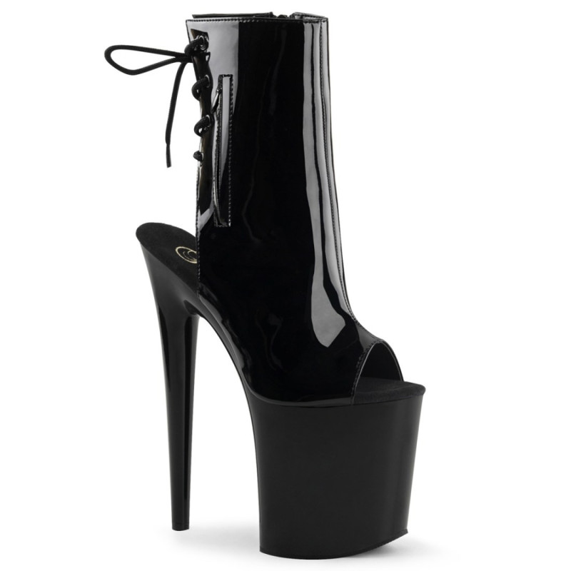 Pleaser FLAMINGO-1018 Black Patent Women Ankle Boots Pleaser FLAMINGO-1018 Black Patent Women Ankle Boots