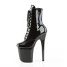 Pleaser FLAMINGO-1020BLG Black Patent Blue Glitter Boots