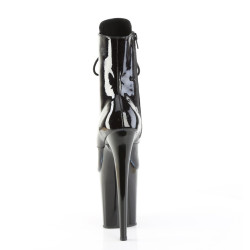 Pleaser FLAMINGO-1020BLG Black Patent Blue Glitter Boots