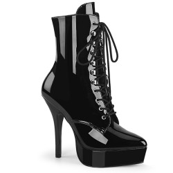 Devious INDULGE-1020 Black Patent Women's Ankle Boots