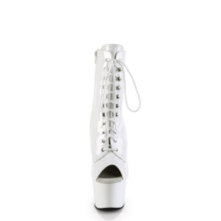 Pleaser ADORE-1021 White Patent High Heeled Ankle Boots