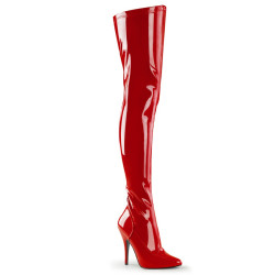 Pleaser SEDUCE-3000 Red Stiletto Heeled Thigh Boots