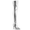 Pleaser SEDUCE-3000 Silver Stiletto Heeled Thigh Boots