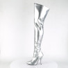 Pleaser SEDUCE-3000 Silver Stiletto Heeled Thigh Boots