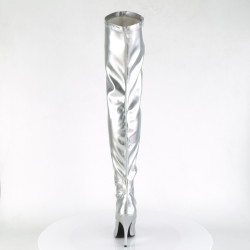 Pleaser SEDUCE-3000 Silver Stiletto Heeled Thigh Boots