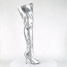Pleaser SEDUCE-3000 Silver Stiletto Heeled Thigh Boots