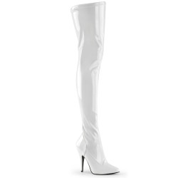 Pleaser SEDUCE-3000 White Stiletto Heeled Thigh Boots